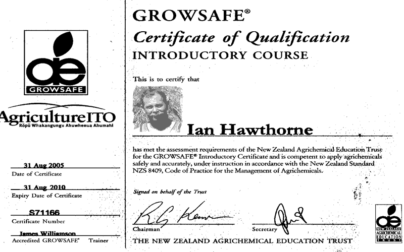 Loading Grow Safe Certificate for Ian Hawthorne